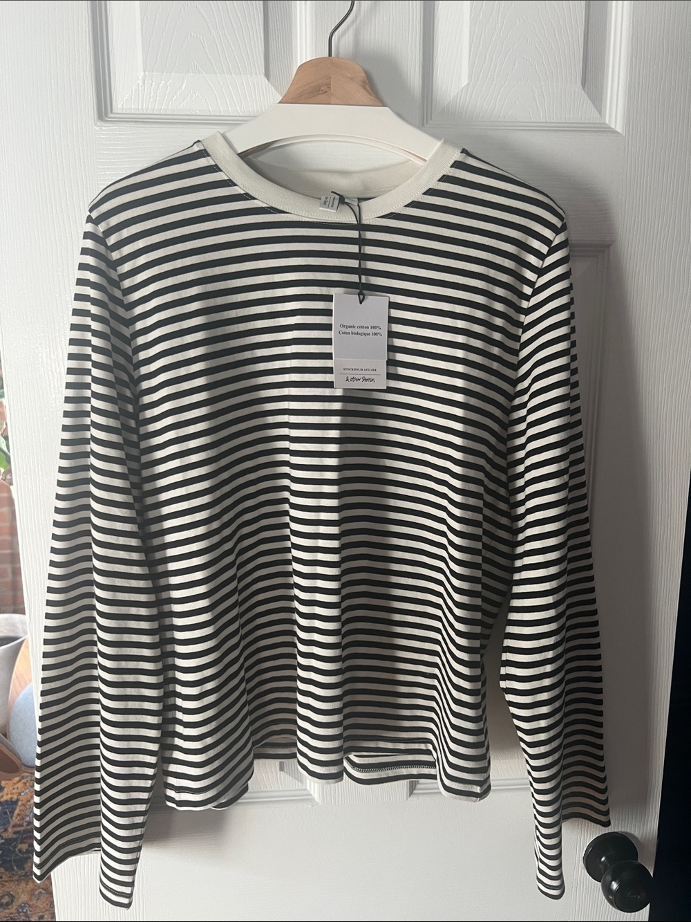 & Other Stories Striped Long Sleeve Shirt, NWT, Black and White, Large